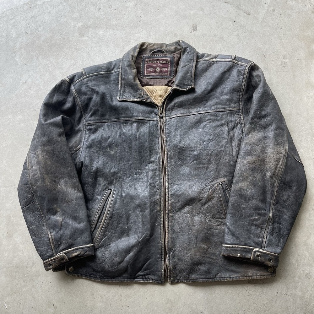 Vintage Marc New York Andrew Marc Leather Bomber Jacket Brown Size L